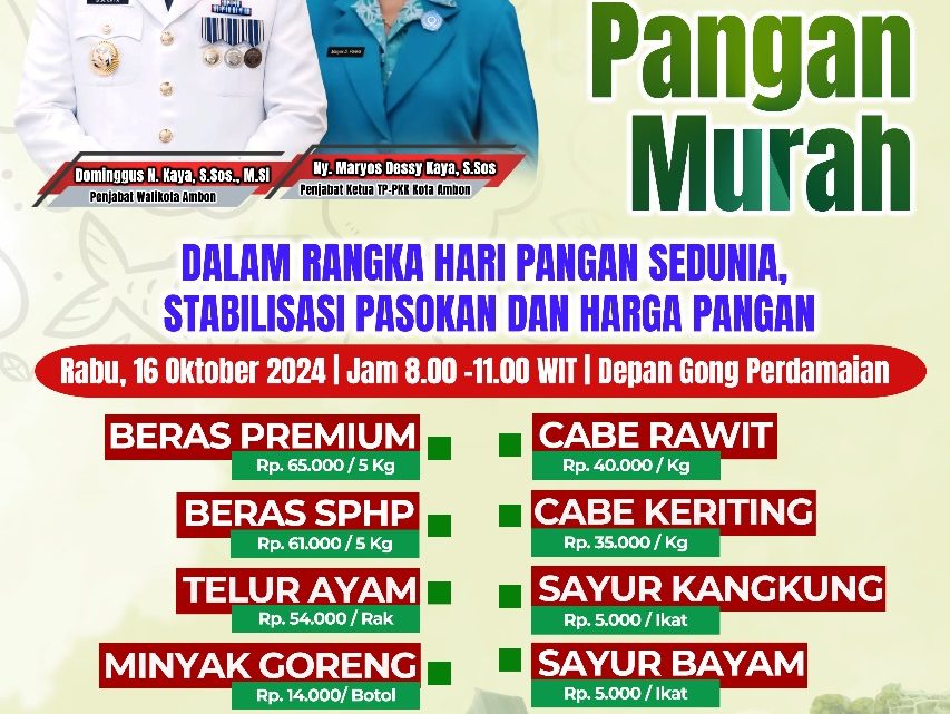 Sonsong Hari Pangan Sedunia, Pemkot Ambon Akan Kembali Gelar GPM
