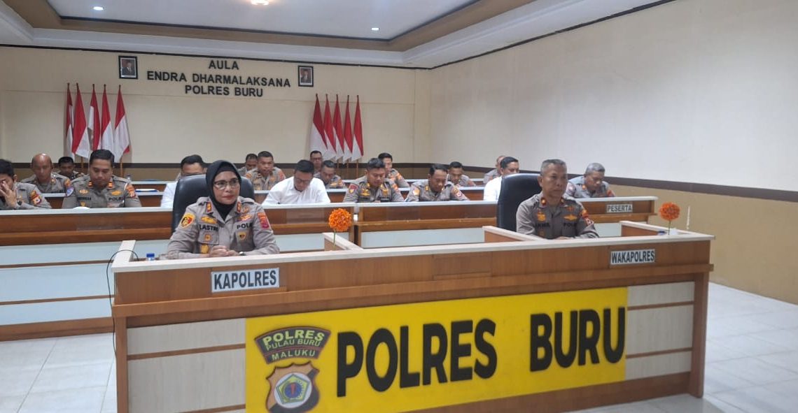 Kapolres Buru Ikuti Anev Mingguan Bersama Kapolda Maluku 
