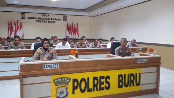 Kapolres Buru Ikuti Anev Mingguan Bersama Kapolda Maluku 