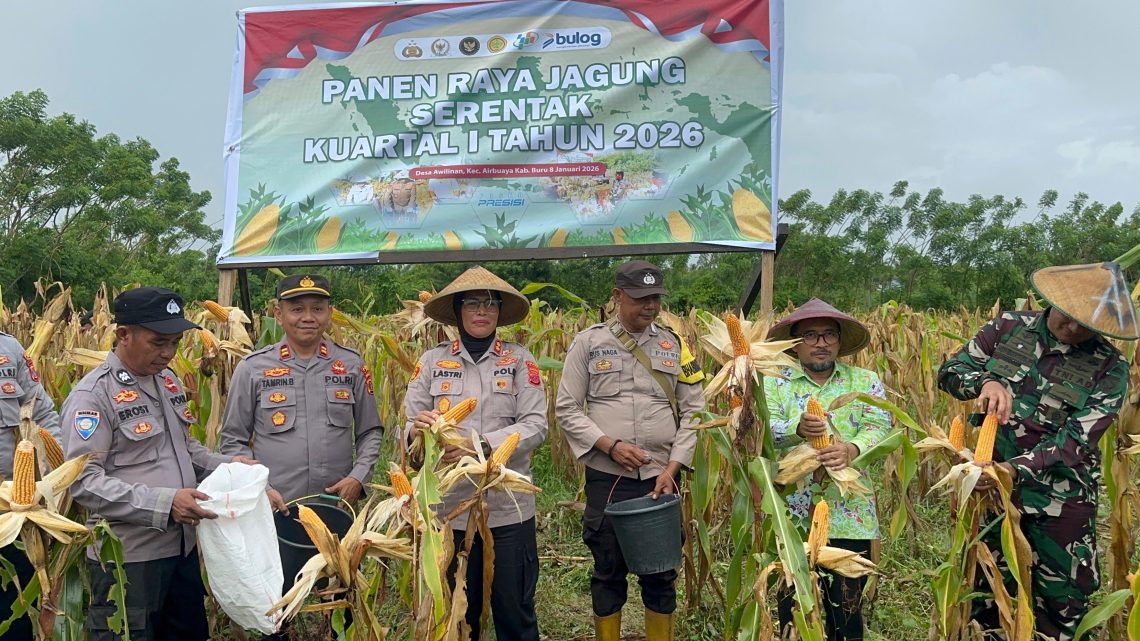 Kapolres Buru Panen Raya Jagung di Desa Awilinan