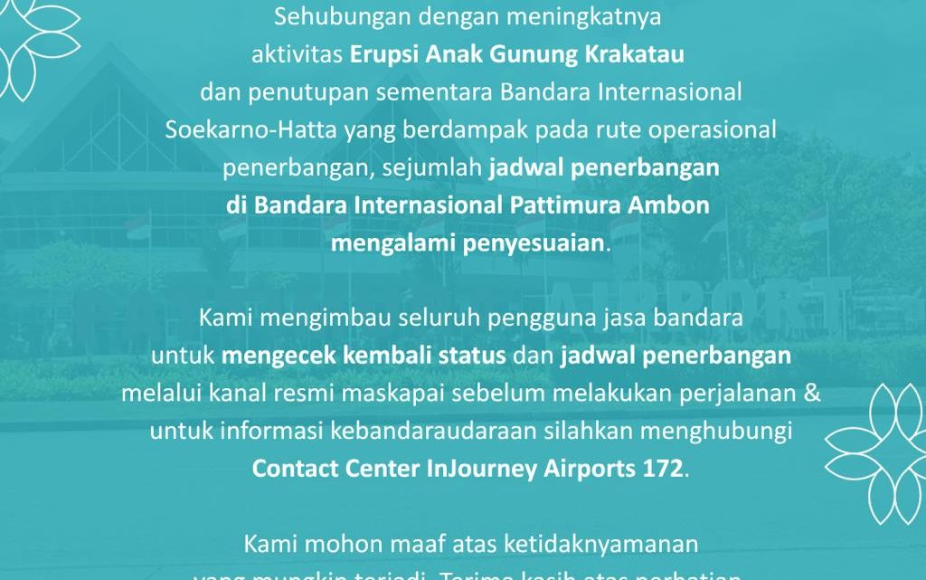 Enam Penerbangan di Bandara Pattimura Kembali Dibatalkan Lantaran Bandara Soekarno-Hatta Ditutup 