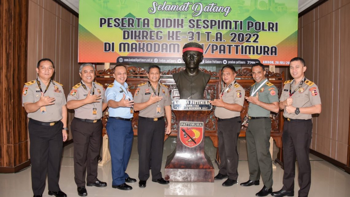 Kodam Pattimura Terima Peserta Didik PKDN Sespimti Polri Dikreg ke-31 TA 2022