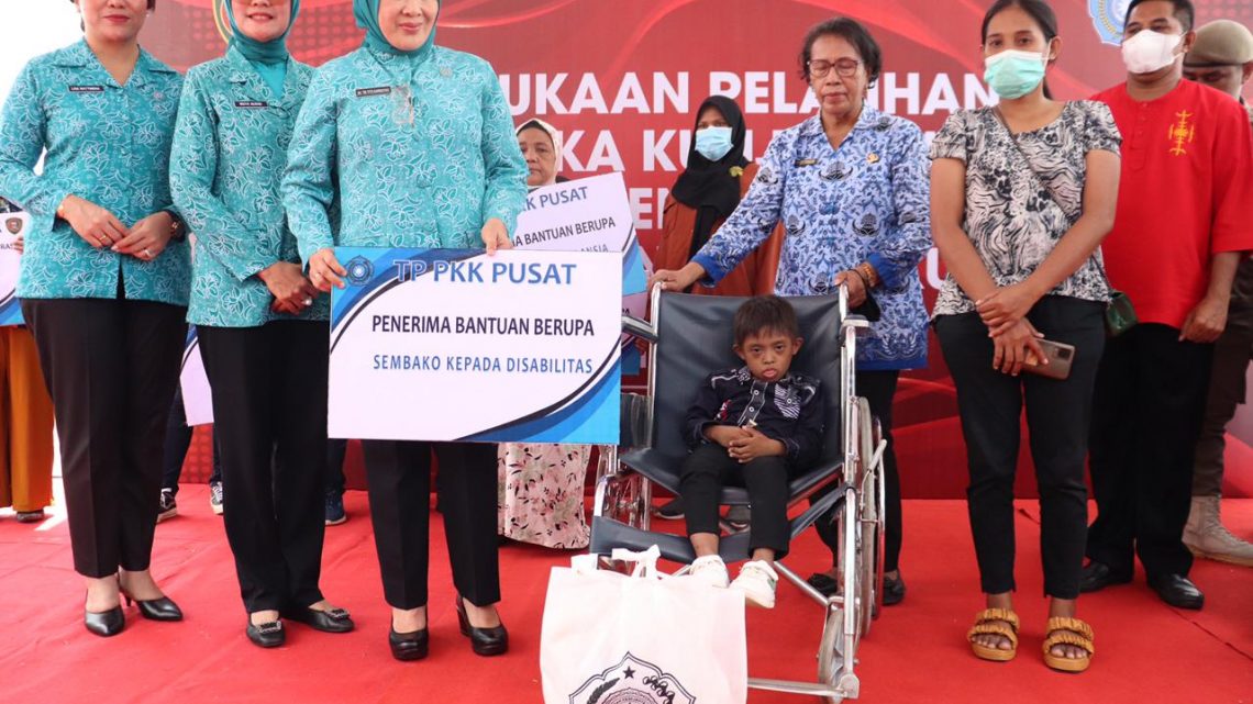 Didampingi Widya Pratiwi Murad, Ketum TP PKK Tri Tito Kanavian Salurkan Sejumlah Bantuan