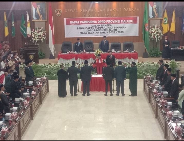 45 Aleg DPRD Maluku Periode 2024-2029 Resmi Dilantik