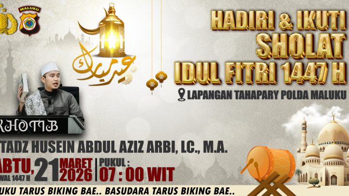 Polda Maluku Gelar Sholat Idul Fitri 1447 H di Lapangan Tahapary