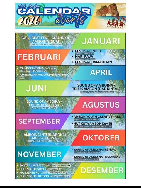 Dinas Pariwisata Ambon Resmi Keluarkan Kalender Event, Simak Tanggal dan Waktu Pelaksanaannya 
