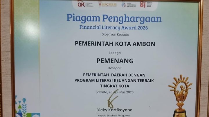 Pemkot Ambon Raih Penghargaan Financial Literacy Award 2026 dari OJK RI